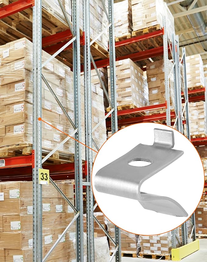 QWORK Stainless Steel Shelf Bracket Clips, 50 Pack Freezer Shelf Support Clips, Pilaster Shelf Support Clips, Adjustable Pilaster Shelf Pegs, Freezer Shelf Clip