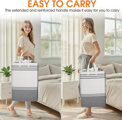 4 Pack Large Laundry Baskets, Laundry Hampers, Freestanding Waterproof Collapsible Clothes Bag with Extended & Reinforced Handles - Clothes Basket for Dorm, Bathroom, Home (75L)