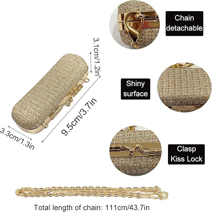 MIAO JIN Mini Crystal Lipstick Case Bling Rhinestone Cosmetic Storage bag with Metal chain Lipstick Storage Holder Makeup jewelry case