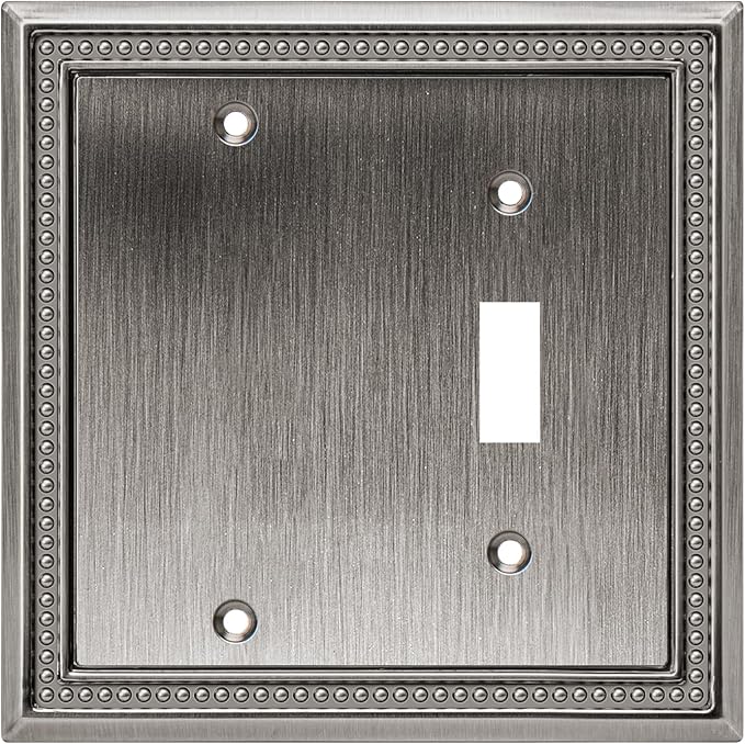 Henne Bery Sunken Pearls Heavy Duty Decorative Wall Plate Switch Plate Outlet Cover (Blank/Toggle, Heirloom Silver)