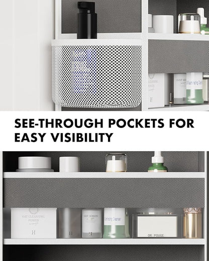 2-Pack Over The Door Organizer Hanging 6-Shelf Storage Organizer with 50lb Heavy Duty Perfect for Bathroom Closet Nursery Bedroom Pantry Laundry (Grey)