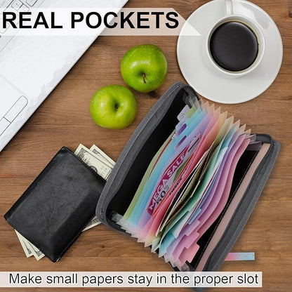 NAFY Small Accordian File Organizer, A5 Check Size 13 Pockets Coupon Receipt Holder Organizer with Zipper, 11X7 Inches Accordion Expanding Folder Wallet for Coupon, Receipt, Bills, Cash(Black)