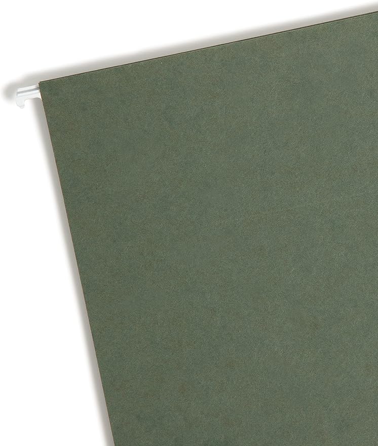 Smead Hanging File Folder with Tab, 1/3-Cut Adjustable Tab, Legal Size, Standard Green, 25 per Box (2-Inch Expansion, Legal)