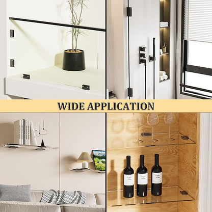 Alise Glass Shelf Brackets 2Pcs, Adjustable Shower Glass Clamps, Heavy Duty Clamp Holder, SUS304 Stainless Steel Brackets for 8-12mm Shelves, Matte Black
