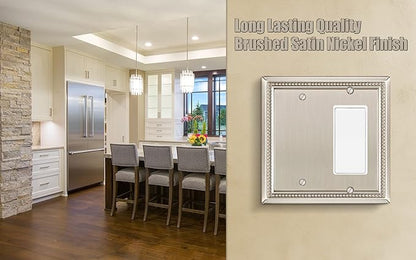 Henne Bery Sunken Pearls Heavy Duty Decorative Wall Plate Switch Plate Outlet Cover (Blank/Decorator, Satin Nickel)