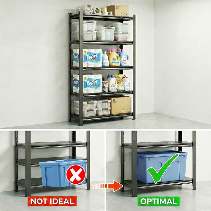 5-Tier Heavy Duty Storage Shelves with Lockable Casters - 3000LBS Capacity with No-Sag Aluminum Boards, Commercial Storage Rack for Garage, Warehouse, Kitchen, 72" Hx31.5 Wx17 D