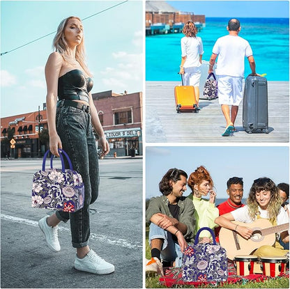 DALINDA Lunch Bag Lunch Box for Women Men Reusable Insulated Lunch Tote Bag,Leakproof Thermal Cooler Sack Food Handbags Case High Capacity for Travel Work Picnic Beach,Orchid3
