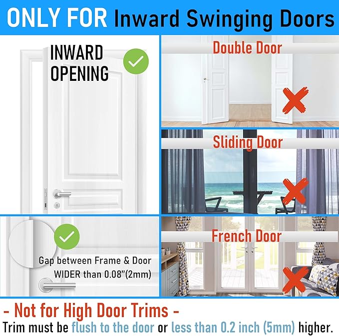 4Pack Home Security Door Reinforcement Lock, Childproof Safety Door Lock Latch Inside Stopper, Add High Security to Prevent Home Unauthorized Entry, Aluminum Construction Finish Black