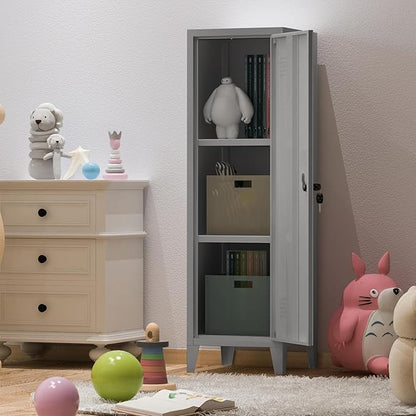 MIOCASA Metal Cabinet Home Office Storage Cabinets with Doors and Shelves Lockable File Cabinet Organizer Coat Lockers for Kids