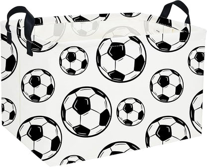 Essme Rectangular Soccer Basket Kids Storage Box,Boys Storage Bins Organizer with Handles for Room Decor, Kids Basket,Shelf Basket.(Soccers)