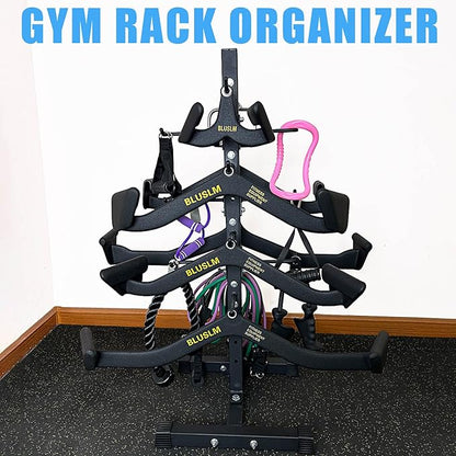 Cable Attachment Rack for Lat Pull Down Bar, Heavy Duty Steel Lat Bar Organizer, Gym Storage Rack for LAT Pulldown Attachments