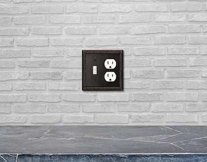 Henne Bery Sunken Pearls Decorative Wall Plate Switch Plate Outlet Cover (Toggle/Duplex, Aged Bronze)