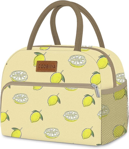 Coobiiya Lunch Bag for Women Men, Cute Lunch Tote Bags Insulated Reusable LunchBox Large Capacity Cooler Bag for Work Travel Picnic Green white