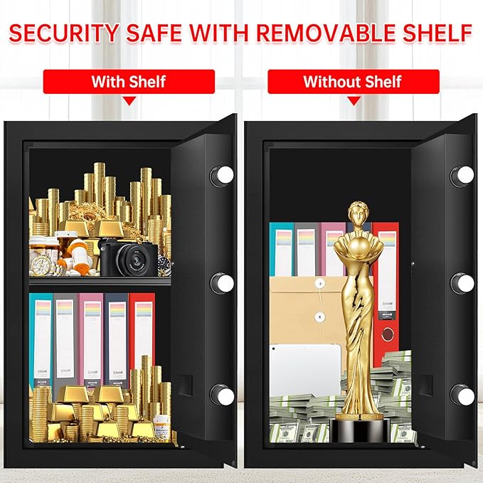 3.4 Cuft Large Safes for Home Use Fire and Water Proof, Anti-Theft Digital Security Safe Box With Programmable Keypad & Spare Keys, Home Safes Water and Fireproof for Documents Money Valuables