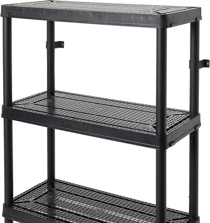 Gracious Living 4 Shelf Fixed Height Ventilated Medium Duty Storage Unit 14 x 32 x 54.5" Organizer System for Home, Garage, Basement, & Laundry, Black