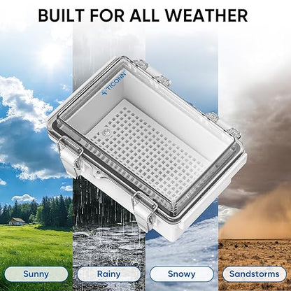 TICONN Outdoor Electrical Box Waterproof, Junction Box IP67 ABS Plastic Enclosure with Hinged Cover with Mounting Plate, Wall Brackets, Cable Glands (Clear, 19.7"x15.7"x7.9")