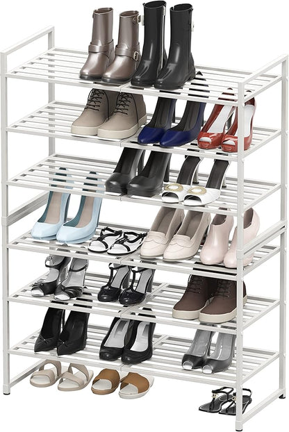 Simple Houseware 3-Tier Stackable Metal Panel Shoes Rack, White