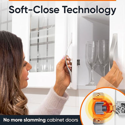 Decobasics 4 Pack Soft Close Cabinet Hinges – 3/4" Overlay for Kitchen Cabinet Doors, Face Frame Concealed Hidden Hinges – Stainless Steel, Self-Closing with 3-Way Adjustment & Slow Close Damper