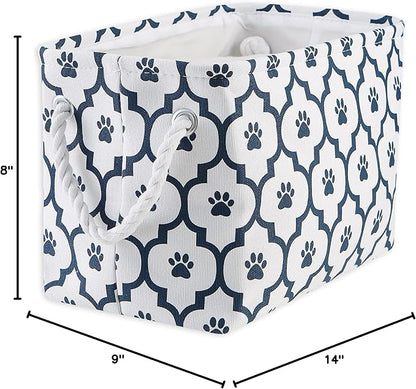 Bone Dry Pet Storage Collection Lattice Paw Print, Small Rectangle, White/Navy