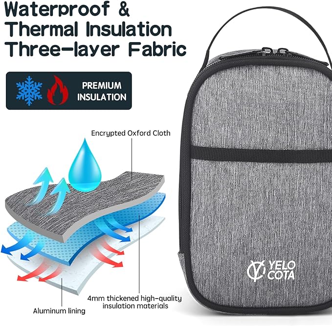 Yelocota Small Insulated Lunch Bag- Snack Bag- Mini Cooler Bag with Handle Buckle for Travel,Work,School(Storage Space below 20oz)- Also Suitable for Pairing with Food Jar