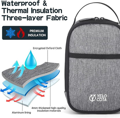 Yelocota Small Insulated Lunch Bag- Snack Bag- Mini Cooler Bag with Handle Buckle for Travel,Work,School(Storage Space below 20oz)- Also Suitable for Pairing with Food Jar