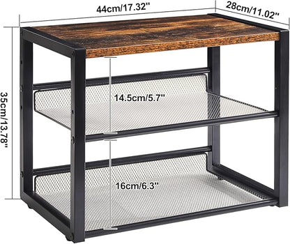 YMYNY Desktop Printer Stand, 3 Tiers Desk Organizer with Adjustable Storage Shelves, Multi-Purpose Printer Shelf for Home Office, Fax Machine, Scanner, Files, Books, Rustic Brown, UHPT001H