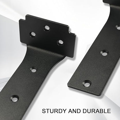 Floating Shelf Brackets,2 Pack Heavy Duty L Brackets for Shelves, 6 Inch Black Stainless Steel Countertop Support Brackets,Wall Mounting for Wood