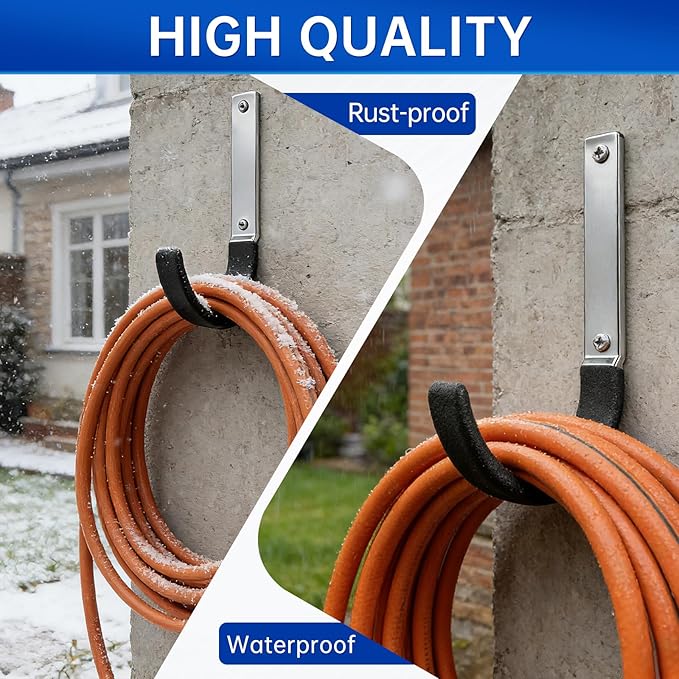 Heavy Duty Steel Garage Hooks,Garage Storage Utility Hooks,Heavy Duty Garage Garden Tool Organizer,Steel Wall Mount Hooks, Garden Hose Hanger, Black U Hooks (Dark Brown-2PC)