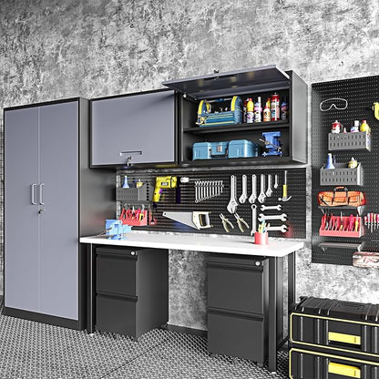 STANI Metal Wall Cabinet for Garage, Floating Garage Storage Wall Mount Shop Cabinet, Upper Storage Trailer Gearbox, Tool Small Wall Steel, Adjustable Shelf, Assembly Required