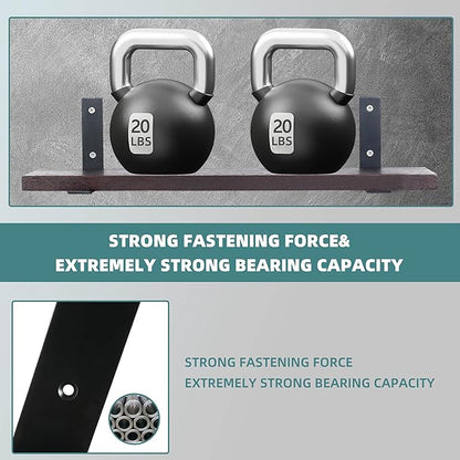 HEART ART 4 Pack Shelf Brackets 12 inch,L Brackets for Shelves,Black Heavy Duty Metal Shelf Brackets,12”x6”x1.4”