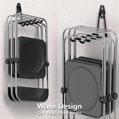 Heavy Duty Garage Hooks 4 Pack, 7.7 inch Wave Long Hanger, Wall Mounted Storage System, Power and Garden Tool Organizer, for Hanging Ladders, Bikes, Hose, Bulk Items and More