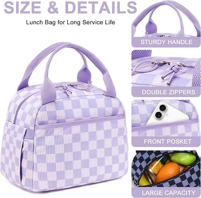 Bluboon Lunch Bag for Women Men Cute Corduroy Lunch Tote Bags Reusable Insulated Lunch Box Large Capacity Reusable Insulated Cooler for Work Picnic or Travel