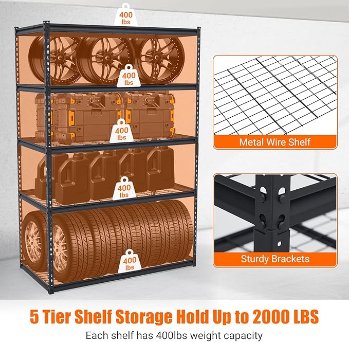 Towallmark Heavy Duty Storage Shelves 60 * 24in - Storage Shelves, Heavy Duty Storage Shelves, Metal Storage Utility Rack Shelf Unit, Easy Assemble Garage Storage Shelving