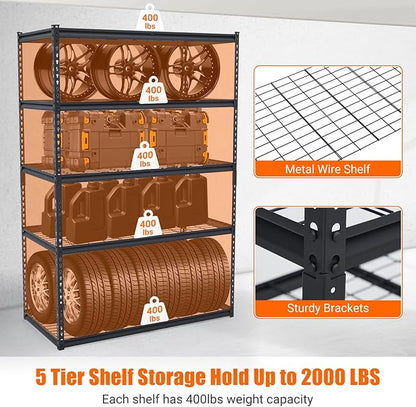 Towallmark Heavy Duty Storage Shelves 60 * 24in - Storage Shelves, Heavy Duty Storage Shelves, Metal Storage Utility Rack Shelf Unit, Easy Assemble Garage Storage Shelving