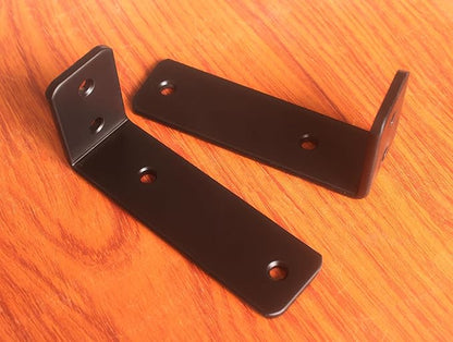 6 Pack - L 5" x H 2" x W1.5, 5mm Thick Black L Shelf Bracket, Iron Shelf Brackets, Metal Shelf Brackets, Floating Shelf, Shelf Supports with Screws