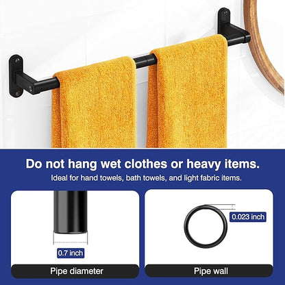 Matte Black Towel Rack for Bathroom - 24" Rustproof Towel Holder, Sturdy Towel Bar Wall Mounted, Space-Saving Towel Hanger, Bathroom Accessories, Home Decor, Apparment Essentials