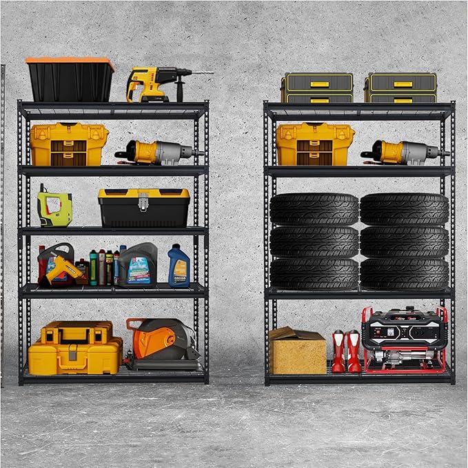 48" Heavy Duty Garage Shelving Unit, Adjustable 5-Tier Metal Storage Rack, Freestanding Utility Shelf, 48"w x 18"d x 72"h