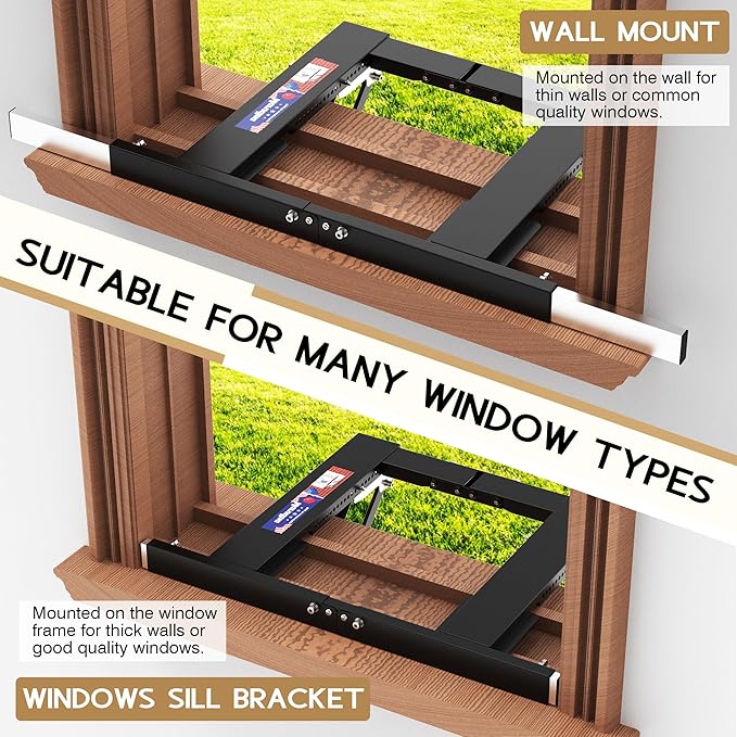 Adjustable Window AC Bracket, Quick Installation in 3minutes Without Drilling, Upgraded Extra Large Adjustment Range, Air Conditioner Support Bracket No Drill w/ Max Load Capacity of 220 lbs