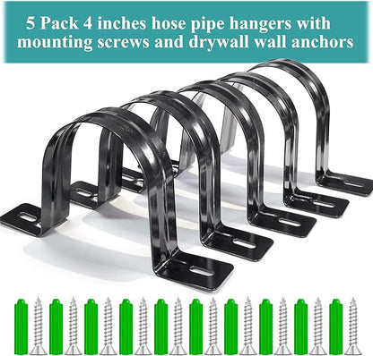 Dust Collection Hose and Pipe Holder Adjustable Hangers Bracket, Don’t Broken Like Plastic After Long Time, Durable Spray Iron, 5 PCS (Black, 4 Inch)