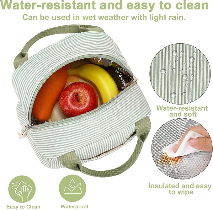 Bluboon Lunch Bag for Women Men Cute Corduroy Lunch Tote Bags Reusable Insulated Lunch Box Large Capacity Reusable Insulated Cooler for Work Picnic or Travel