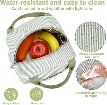 Bluboon Lunch Bag for Women Men Cute Corduroy Lunch Tote Bags Reusable Insulated Lunch Box Large Capacity Reusable Insulated Cooler for Work Picnic or Travel