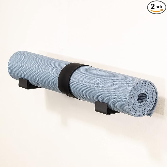 StoreYourBoard Yoga Mat Storage Rack, X-Large, Foam Roller Wall Hooks, 3 Exercise Mats, Fitness Gear Organizer (Large)