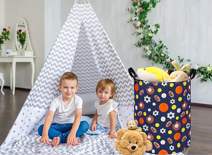 Kids Hamper Storage Bins Organizer Toy Box Laundry Basket Large Canvas Collapsible Chest for Home/Dorm/Kitchen/Pet/Office/Closet/Shelf/Gift Baskets