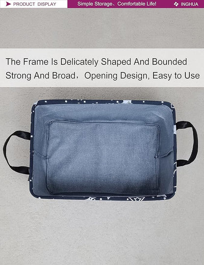 Rectangular Storage Basket Fabric Organizer Bin for Toys,Books,Clothes,Gifts,Pets-Perfect for Home,Office,Nursery,Dorm,Shelf(Rec-Blue star )