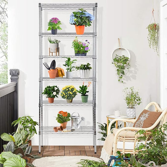 Metal Shelving Unit Detachable Storage Rack with 8 Leveling Feet Adjustable Storage Shelves Wire Shelves for Storage Kitchen Garage, 900LB Capacity, 59" H x 23" L x 13" D, Chrome