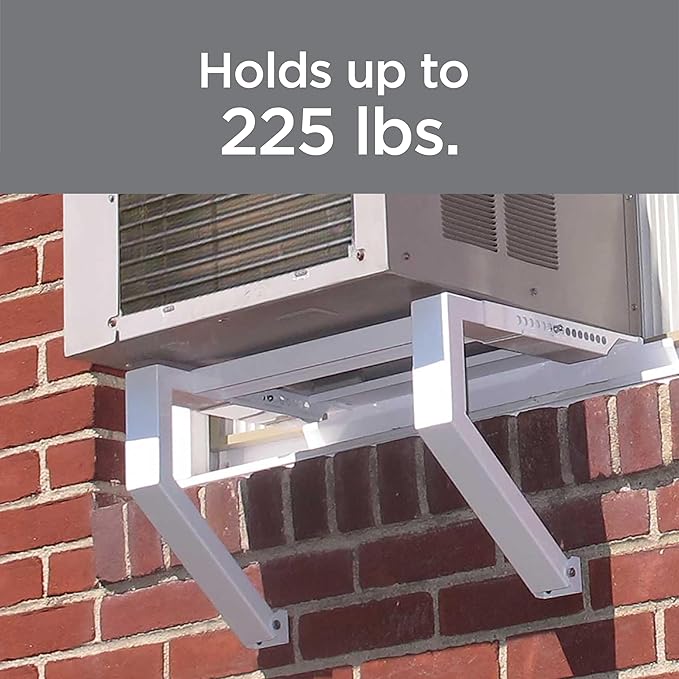 Top Shelf TSB-2438 Universal Heavy Duty Window Air Conditioner AC Support Bracket -Holds Up to 225 lbs., No Drilling or Tools Required, White
