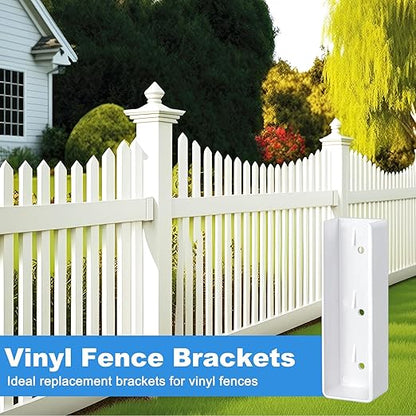 Nuanchu 30 Pcs Vinyl Fence Brackets White 1.5x5.5 Vinyl Fence Rail Mount Brackets Bulk U Mount Bracket Kit for Railings Fences Walls