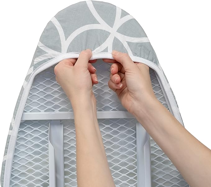 Westex Circles Heavy Duty Ironing Board Cover and Pad, Thick 3-Layer Stain Resistant Padding, Elasticized Skirt, Click-to-Close Fastener, 15 x 54 Inch (Board NOT Included, Cover ONLY)