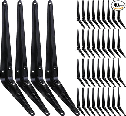 HEART ART 40 Pack Shelf Bracket 12 Inch ,Heavy Duty Shelf Brackets,Floating Shelf Bracket L Brackets,Metal Shelf Brackets for Wall, 12”L x 10”H x1.8”W