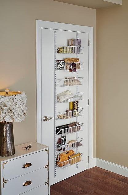 ClosetMaid 97535 Wall or Door Adjustable (8) Basket Organizer, 6.614-Inch D x 77.165-Inch H x 17.992-Inch W, White